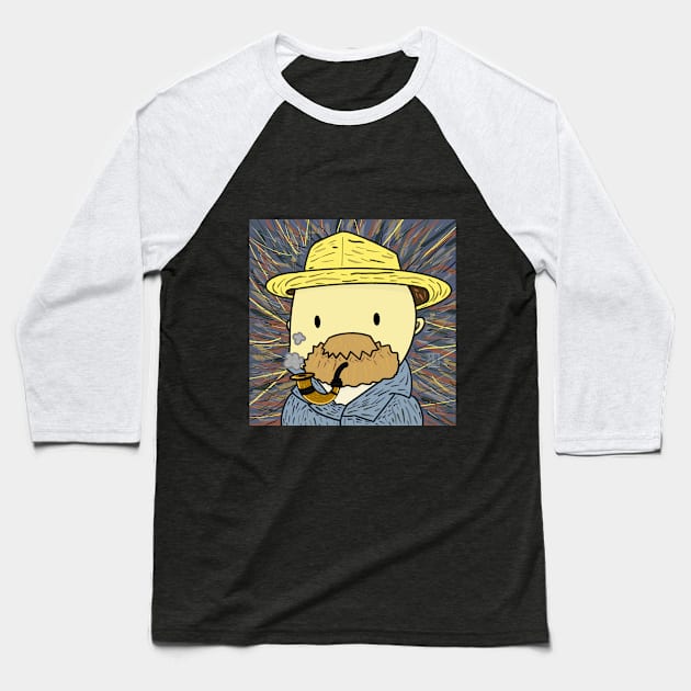 Kawaii Van Gogh Self Portrait Baseball T-Shirt by KooKooPerd